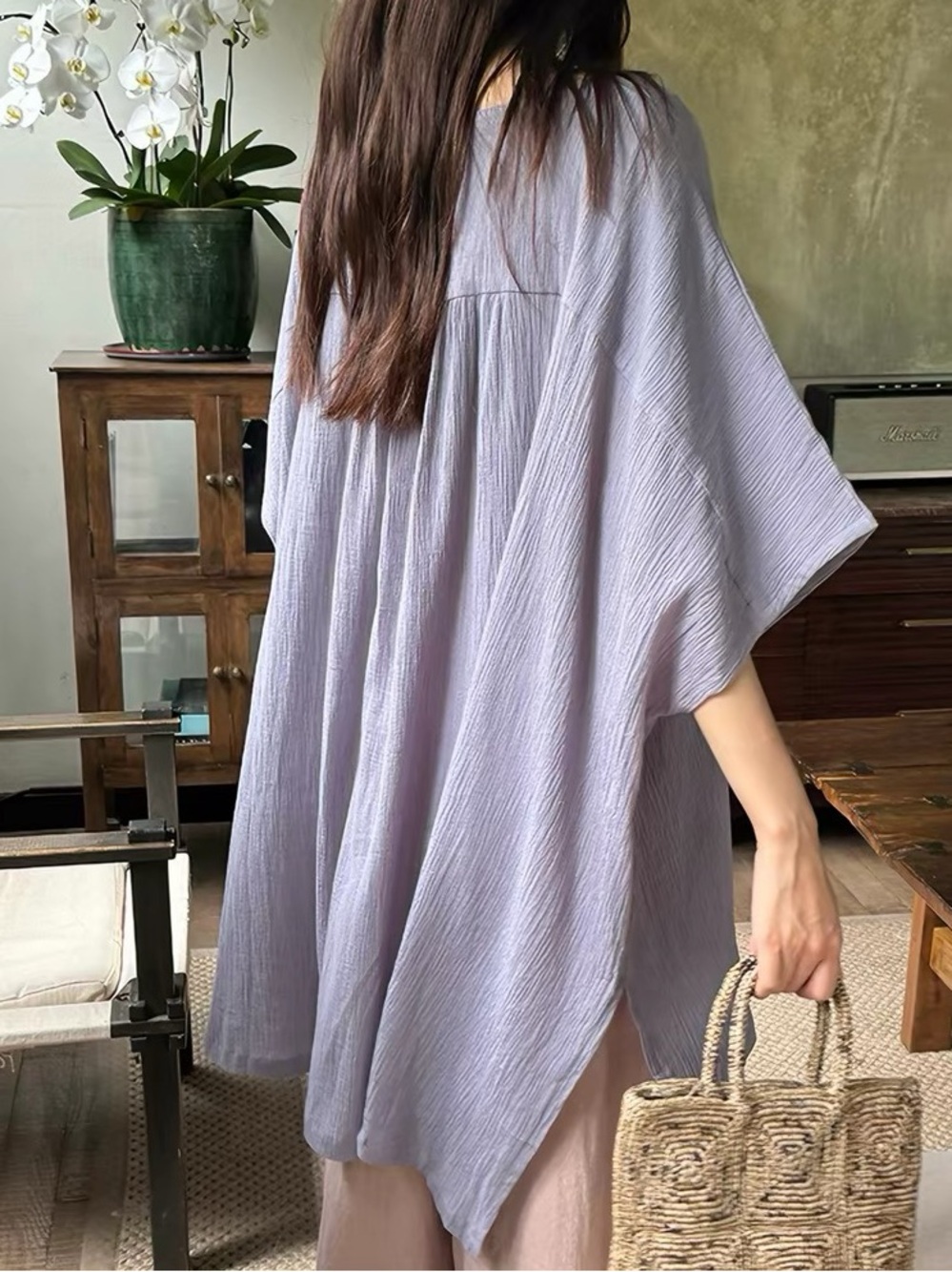 Flowy Lavender Tunic Top - Oversized Lightweight Style